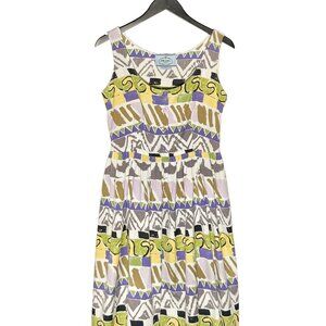 Prada 2012 Graphic Print White Sleeveless Cotton Dress